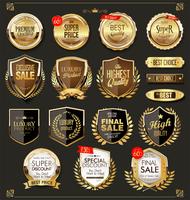 Luxe premium gouden insignes en labels vector