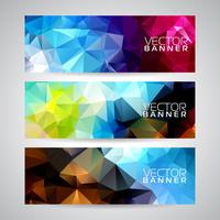 Vector geometrische driehoeken banner achtergrond instellen. Abstract veelhoekig ontwerp.