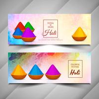 Abstracte mooie Happy Holi-banners instellen vector