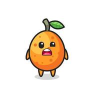 het geschokte gezicht van de schattige kumquat-mascotte vector