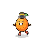 kumquat-cartoon als een schaatser die optreedt vector