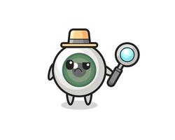 de mascotte van schattige oogbol als detective vector