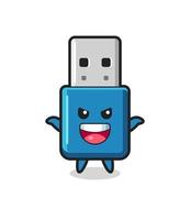 de illustratie van een schattige USB-stick die een schrikgebaar doet vector