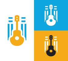 harmonisch elegantie minimalistische gitaar logo vector