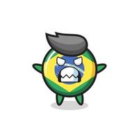 toornige uitdrukking van het karakter van de mascotte van de vlag van Brazilië vector