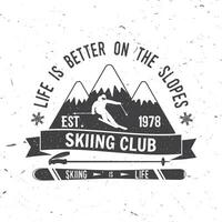 ski club concept met skiër. vector