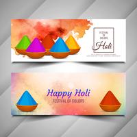 Abstracte gelukkige Holi-festival geplaatste banners vector