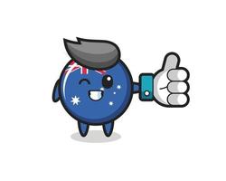 schattige Australische vlag badge met sociale media duim omhoog symbool vector