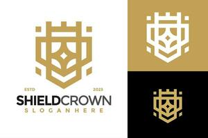 luxe schild kroon logo ontwerp vector symbool icoon illustratie