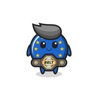 de mma fighter europa vlag badge mascotte met een riem vector