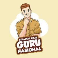 selamat hari goeroe nasional of gelukkig Indonesië leraren dag. vector illustratie