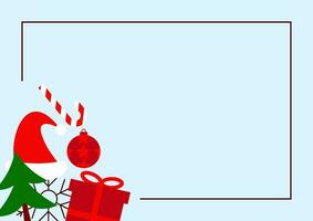Kerstmis poster kader decoratie met pictogrammen van boom, geschenken, de kerstman hoed, Kerstmis ballen. grens vector sjabloon voor groet kaart, uitnodiging, banier, foto kader, web.