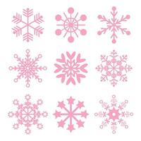 roze sneeuwvlokken set. feestelijk Kerstmis ontwerp. rozemas vector illustratie.