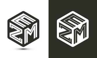 ezm brief logo ontwerp met illustrator kubus logo, vector logo modern alfabet doopvont overlappen stijl.