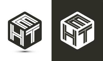 eht brief logo ontwerp met illustrator kubus logo, vector logo modern alfabet doopvont overlappen stijl.