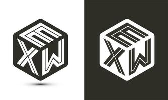 exw brief logo ontwerp met illustrator kubus logo, vector logo modern alfabet doopvont overlappen stijl.