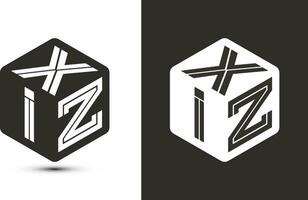 xiz brief logo ontwerp met illustrator kubus logo, vector logo modern alfabet doopvont overlappen stijl.