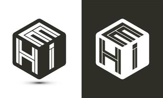 ehi brief logo ontwerp met illustrator kubus logo, vector logo modern alfabet doopvont overlappen stijl.
