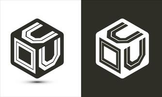 uou brief logo ontwerp met illustrator kubus logo, vector logo modern alfabet doopvont overlappen stijl.