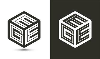 ege brief logo ontwerp met illustrator kubus logo, vector logo modern alfabet doopvont overlappen stijl.