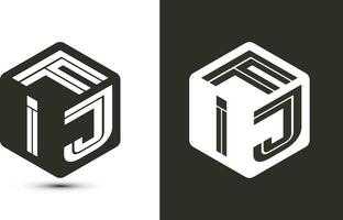 fij brief logo ontwerp met illustrator kubus logo, vector logo modern alfabet doopvont overlappen stijl.