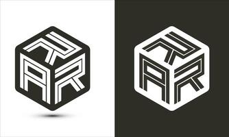 rar brief logo ontwerp met illustrator kubus logo, vector logo modern alfabet doopvont overlappen stijl.