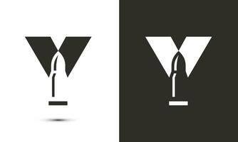 modern illustratie logo ontwerp eerste y combineren met kogel. vector