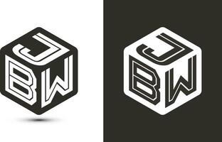 jbw brief logo ontwerp met illustrator kubus logo, vector logo modern alfabet doopvont overlappen stijl.