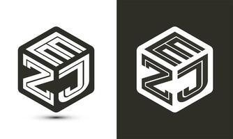 ezj brief logo ontwerp met illustrator kubus logo, vector logo modern alfabet doopvont overlappen stijl.