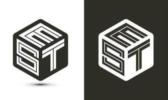 Est brief logo ontwerp met illustrator kubus logo, vector logo modern alfabet doopvont overlappen stijl.