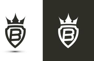 brief b initialen handtekening logo. elegant logo icoon vector ontwerp. luxe schild kroon teken.