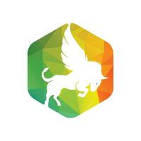 stier en Vleugels logo creatief ontwerp. vliegend stier icoon vector illustratie