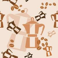 bewerkbare vlak monochroom zacht kleuren mokapot koffie maker vector illustratie naadloos patroon voor creëren achtergrond over cafe en koffie industrie