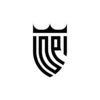 op kroon schild eerste luxe en Koninklijk logo concept vector