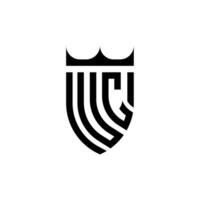 uc kroon schild eerste luxe en Koninklijk logo concept vector