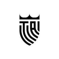 ta kroon schild eerste luxe en Koninklijk logo concept vector
