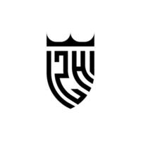 zh kroon schild eerste luxe en Koninklijk logo concept vector