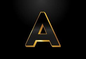 goud en zwart kleur alfabet a. elegant goud kleur alfabet vector illustratie