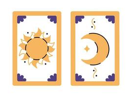 mystiek tarot kaarten zon en maan geïsoleerd Aan wit achtergrond. esoterisch element. hekserij, occult, geestelijk ontwerp. vector vlak illustratie in gemakkelijk stijl