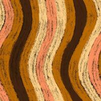 jaren 70 stijl meetkundig naadloos patroon. retro hand- getrokken golvend gestreept structuur in beige , roze en bruin kleuren. geschilderd met borstel wijnoogst achtergrond met meetkundig curves vector