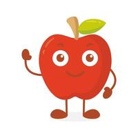 vector appel fruit tekenfilm karakter golvend hand-