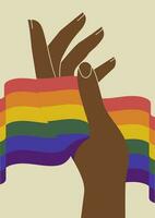 regenboog gekleurde verheven hand- illustratie poster. lgbt concept. vector