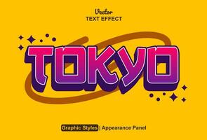 tokyo tekst effect grafisch stijl Purper kleur bewerkbaar. vector