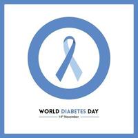 wereld diabetes dag bewustzijn met blauw lint gratis vector design