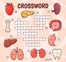 kruiswoordraadsel quiz spel met menselijk organen tekens vector