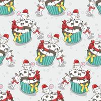 naadloze katten en panda's in kerstdagpatroon vector