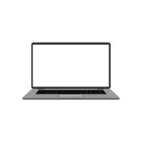 3D-platte mockup-laptopcomputer met wit scherm en toetsenbord vector