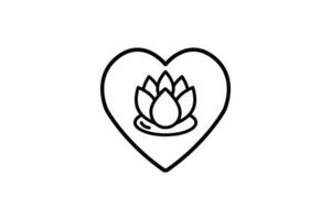 lotus in hart icoon. icoon verwant naar meditatie, welzijn, spa. lijn icoon stijl. gemakkelijk vector ontwerp bewerkbare