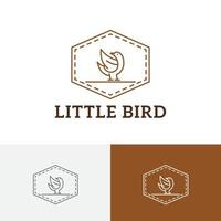 kleine schattige vogel in hexagon lijn dier vintage logo vector