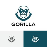 groot sterk gorilla zilverrug aap aap dier logo vector